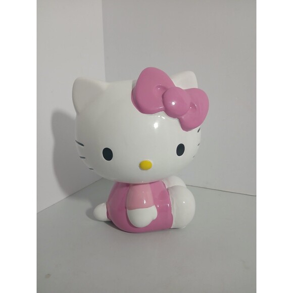 Sanrio Hello Kitty Sitting Ceramic Piggy Bank Pink Bow 8" Home Decor Kawaii - Picture 1 of 7